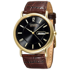 Citizen Men's Eco-Drive Gold-Tone Leather Watch #BM8242-08E